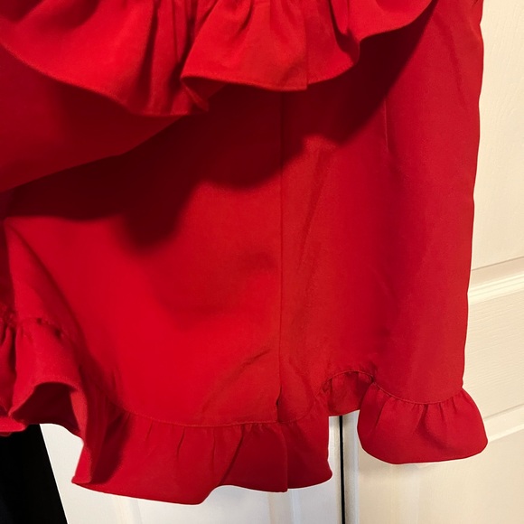 Likely Vivianna Asymmetric Ruffle Romper 4 Scarlet - Picture 3 of 5